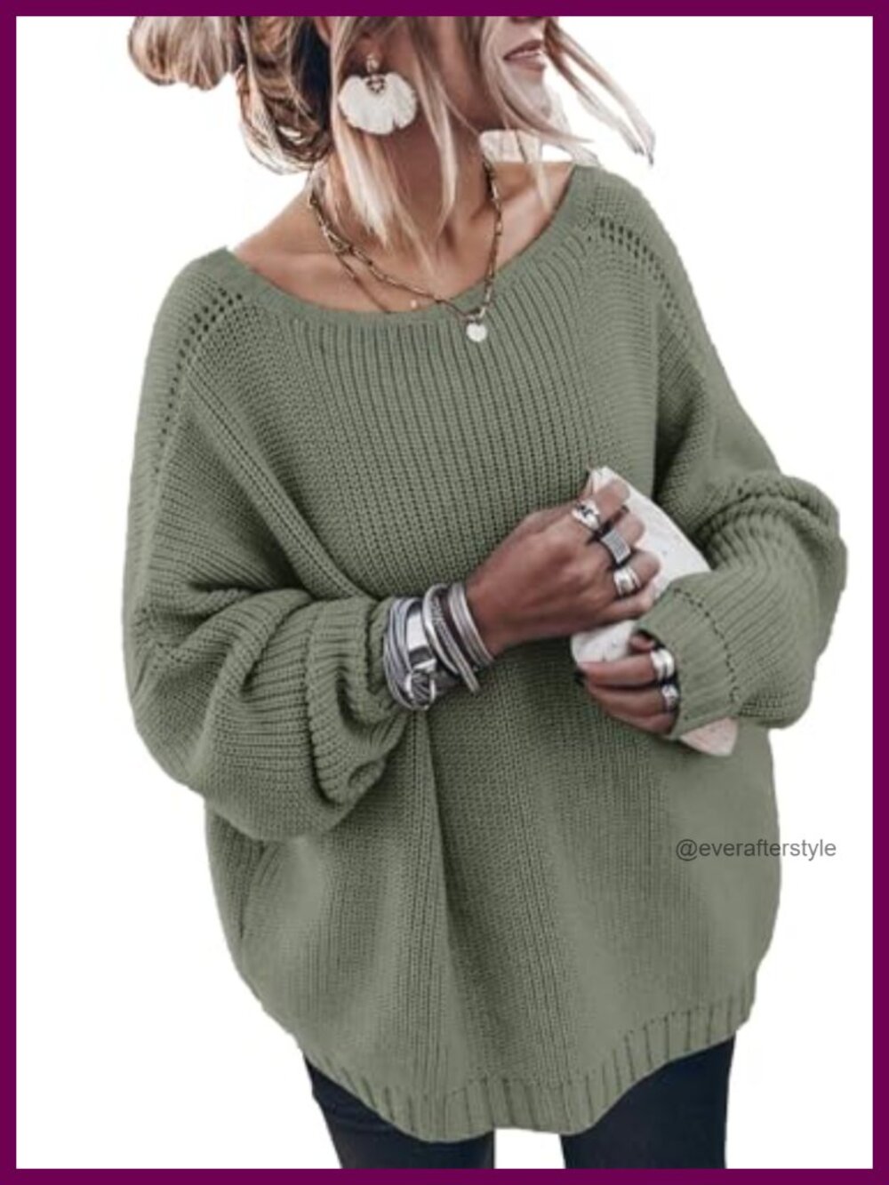Oversized Cotton Sweater Loose Knit Pullover Tops